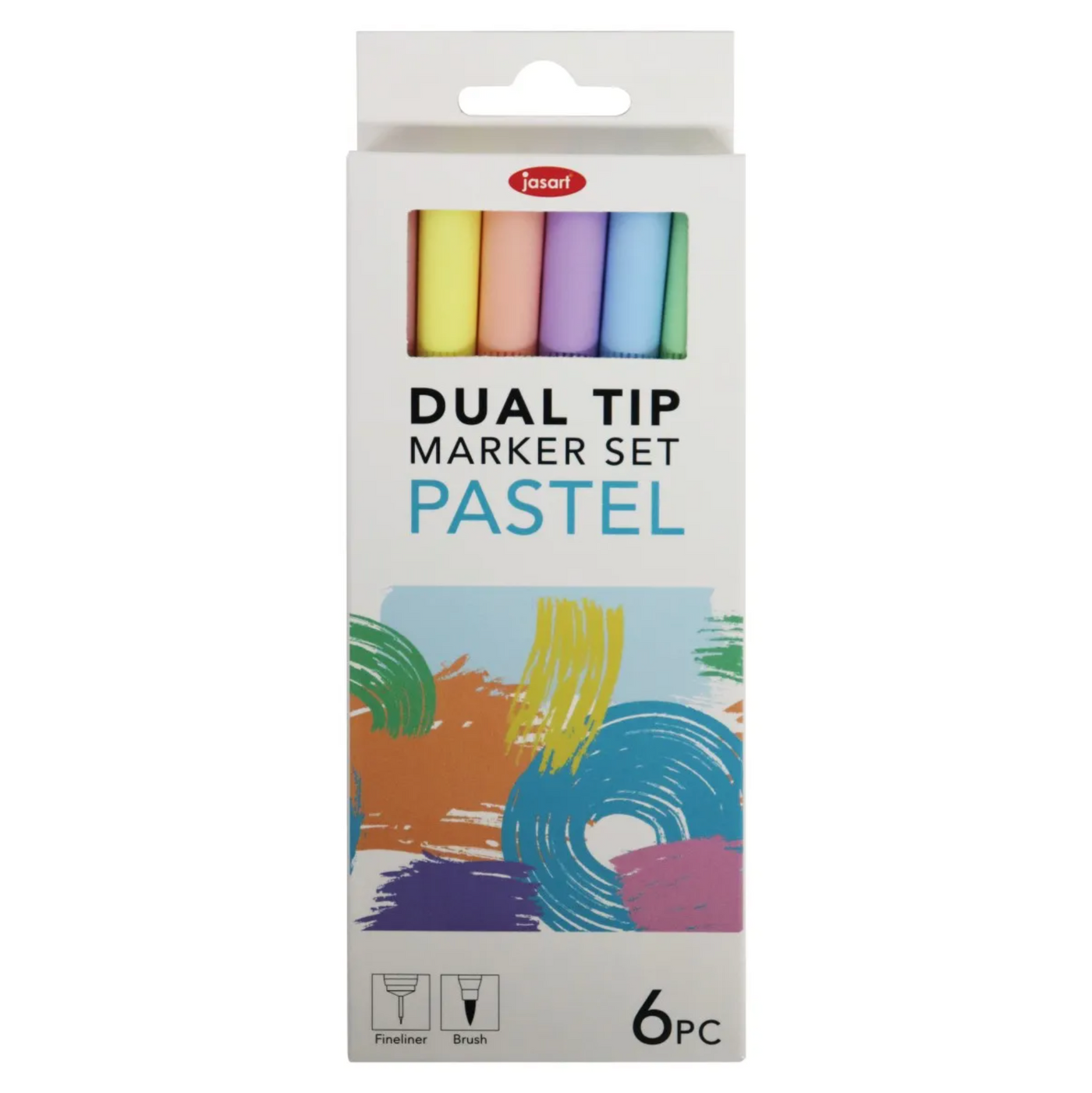Pastel Dual Tip Brush Markers Set 6 Jasart