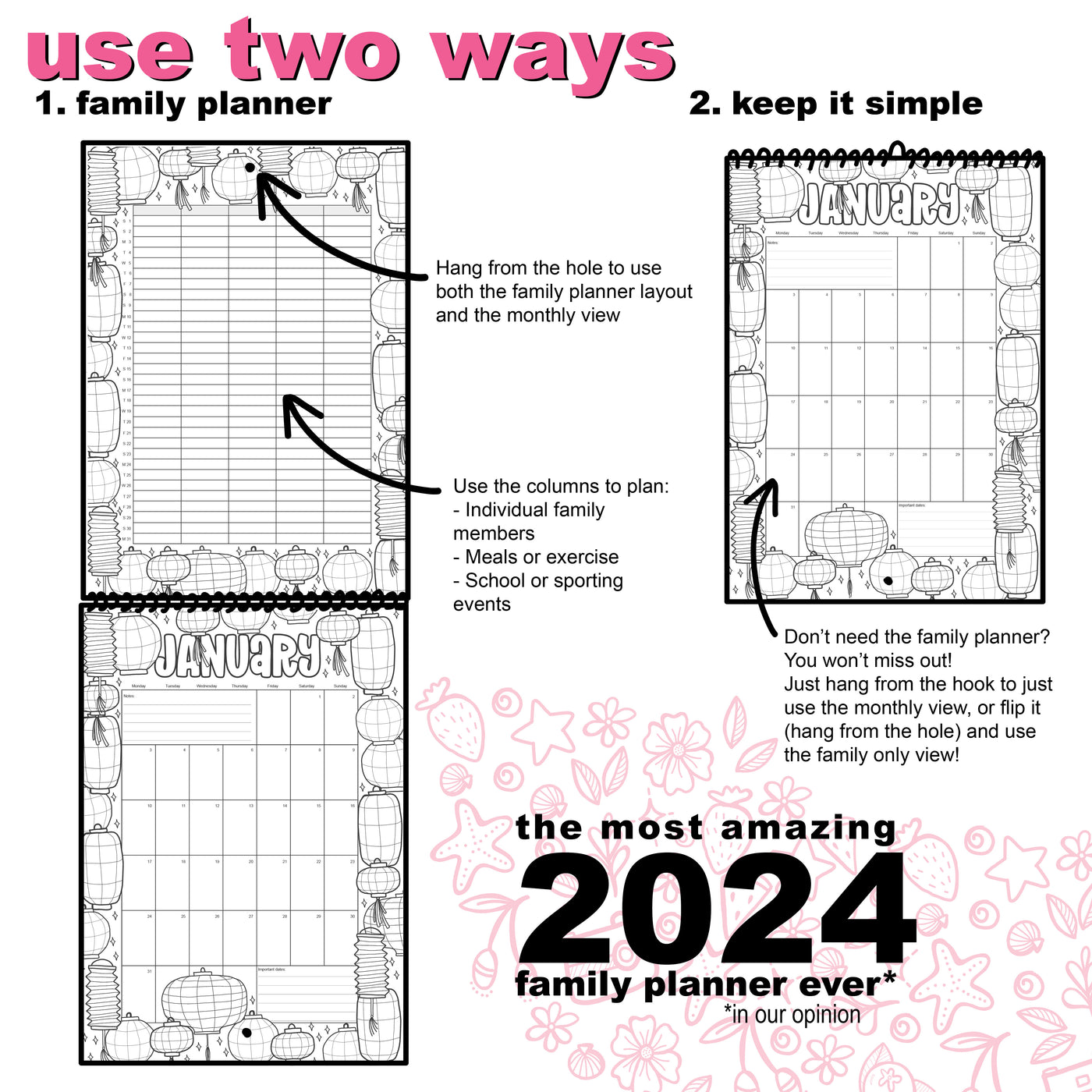 2024 Family Calendar / Colour-Me-In Calendar to Keep Your Family Organised