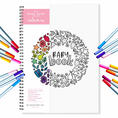 The Colour-Me-In Baby Book - A Baby Keepsake Book | Blueberry Co