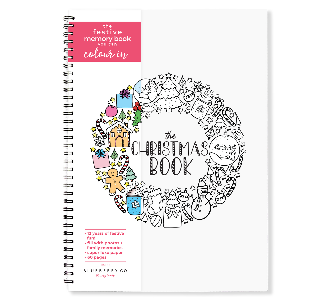 Christmas Book - Festive Keepsake Book you can Colour In | Blueberry Co