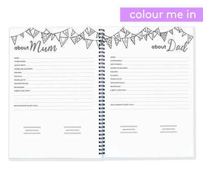 The Colour-Me-In Baby Book - A Baby Keepsake Book | Blueberry Co
