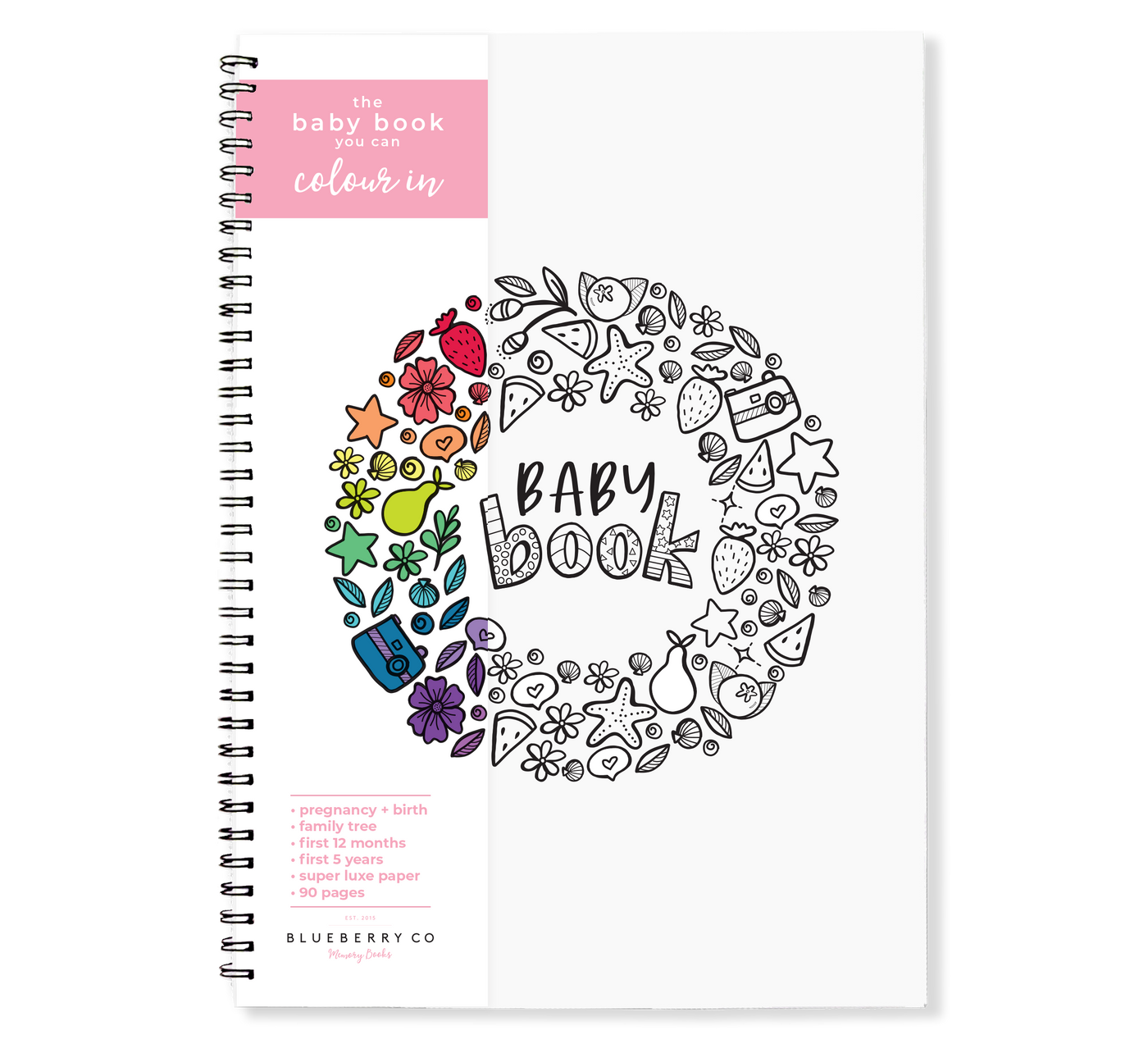 The Colour-Me-In Baby Book - A Baby Keepsake Book | Blueberry Co
